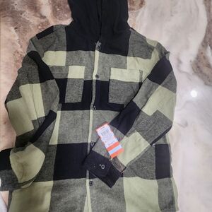 Cat & Jack Green and Black Hooded Shirt